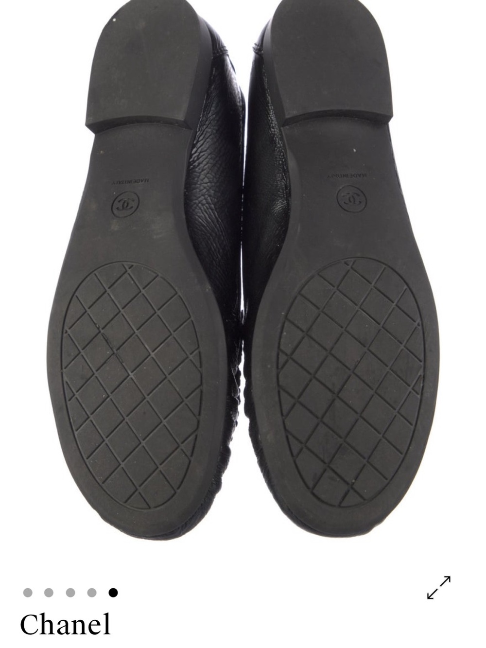 CHANEL Black Leather Chain-Detail Loafer - Picture 5 of 6